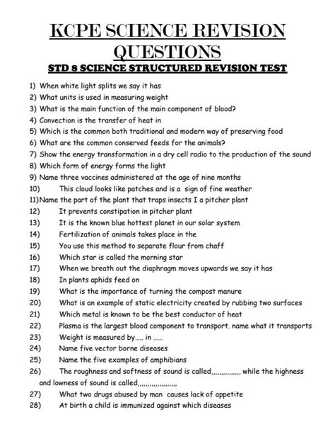 Year 8 Science Quiz With Answers .